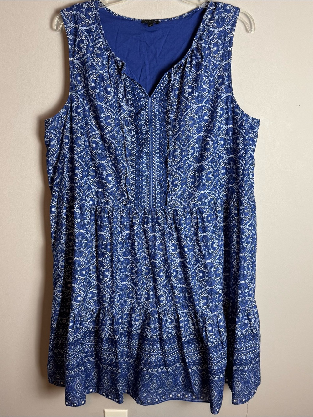 Talbots Viole Swing Blue 100% Cotton Medallion Print Midi Dress Size XL - Picture 3 of 11